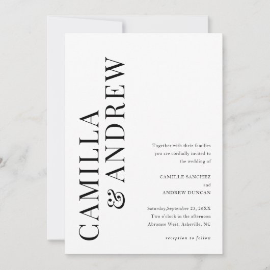 Invitation Mariage de code QR noir et blanc (Devant)