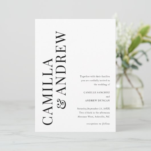 Invitation Mariage de code QR noir et blanc (Debout devant)