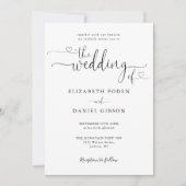 Invitation Mariage de code QR noir et blanc de script de coeu (Devant)