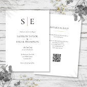 Invitation Mariage de code QR Noir Monogram Gold