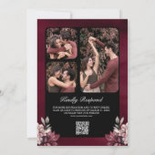 Invitation Mariage de code QR noir Moody Floral Frame noir (Dos)