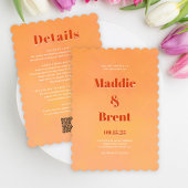 Invitation Mariage de code QR orange brillant et gras