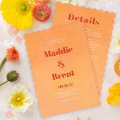 Invitation Mariage de code QR orange brillant et gras