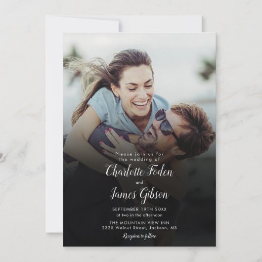 Invitation Mariage de code QR photo de script moderne (Devant)