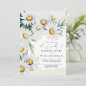 Invitation Mariage de code qr pour les marguerites d'aquarell (Debout devant)