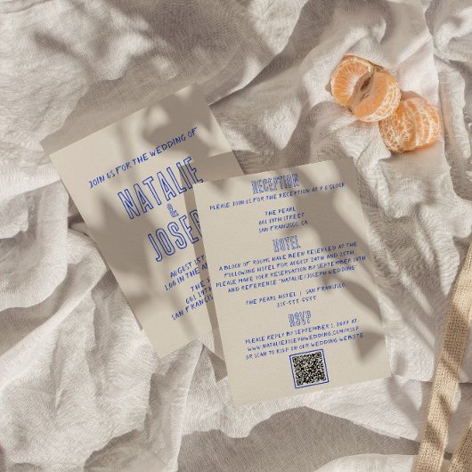 Invitation Mariage de code QR rétro à double face