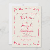Invitation Mariage de code QR rétro coloré écrit à la main (Devant)