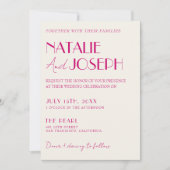 Invitation Mariage de code QR rétro français rose moderne (Devant)