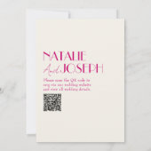 Invitation Mariage de code QR rétro français rose moderne (Dos)