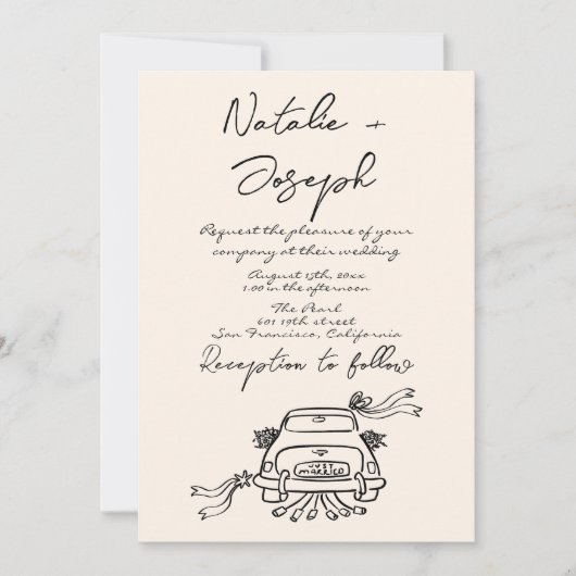 Invitation Mariage de code QR romantique dessiné à la main ré (Devant)