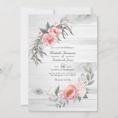 Invitation Mariage de code QR rose et gris de Bohême Rustique (Devant)