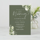 Invitation Mariage de code QR Rustique vert olive (Debout devant)