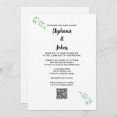 Invitation Mariage de code QR Sage Green Leaf (Devant / Derrière)