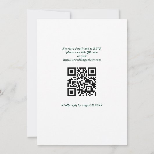 Invitation Mariage de code QR simple et vert (Dos)