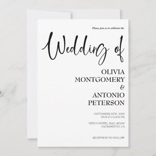 Invitation Mariage de code QR simple moderne noir et blanc (Devant)