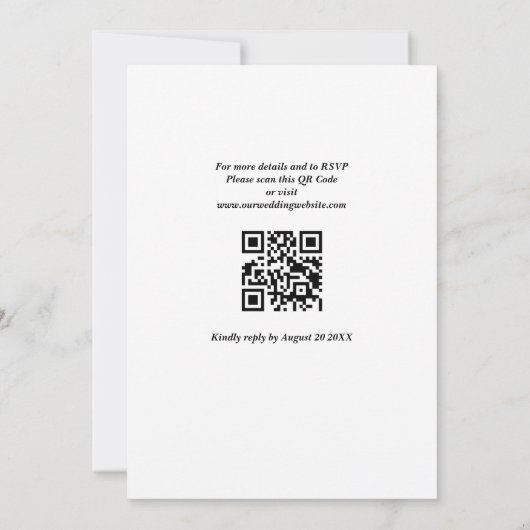 Invitation Mariage de code QR simple moderne noir et blanc (Dos)