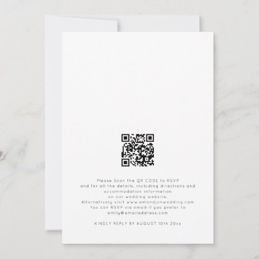 Invitation Mariage de code QR simple photo (Dos)