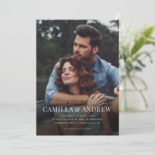 Invitation Mariage de code QR simple superposition photo (Debout devant)