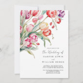 Invitation Mariage de code qr tulips aquarelle en cascade (Devant)