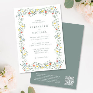 Invitation Mariage de code QR vintage Garden