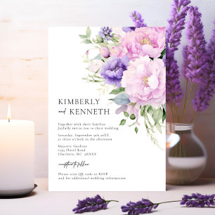 Invitation Mariage de code RSVP QR Pink Lavender