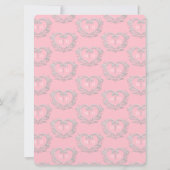 Invitation Mariage de coeur argenté rose et blanc (Dos)