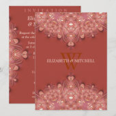 Invitation Mariage de coeur en dentelle en terre cuite de Boh (Devant / Derrière)