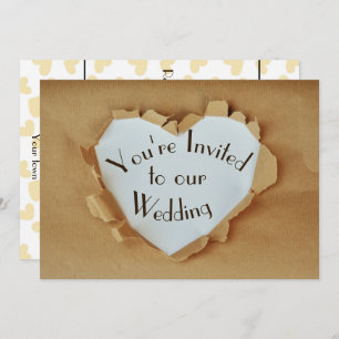 Invitation Mariage de coeur en papier Brown extrait de plaisi