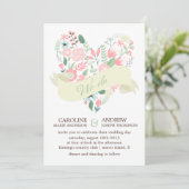 Invitation Mariage de coeur floral moderne (Debout devant)