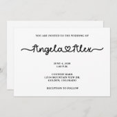Invitation Mariage de coeur mignon (Devant / Derrière)