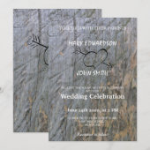 Invitation Mariage de coeur moderne de l'écorce d'arbre rusti (Devant / Derrière)