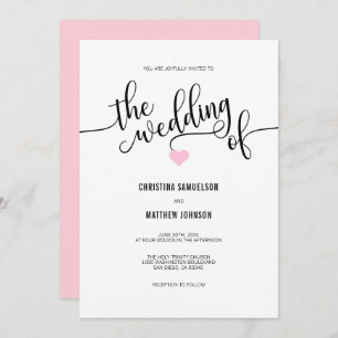 Invitation Mariage de coeur noir blanc blanc noir moderne