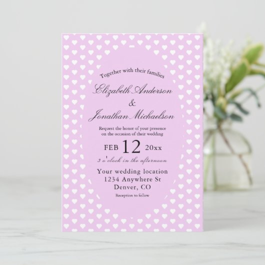 Invitation Mariage de coeur pourpre (Debout devant)