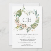 Invitation Mariage de coeur rustique rose floral (Devant)