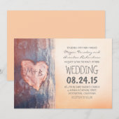 Invitation Mariage de coeur sculpté rustique (Devant / Derrière)