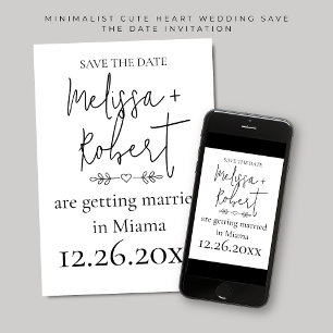 Invitation Mariage de coeur simple Enregistrer la date