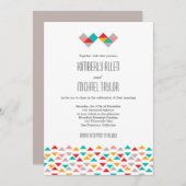 Invitation Mariage de Coeurs triangles géométriques colorés (Devant / Derrière)