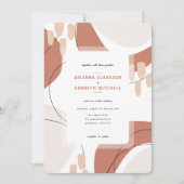 Invitation Mariage de coin arrondi Abstrait en terre cuite mo (Devant)