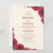 Invitation Mariage de coin de Gerbera Daisy de Bourgogne (Devant)