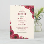 Invitation Mariage de coin de Gerbera Daisy de Bourgogne (Debout devant)