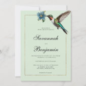 Invitation Mariage de colibri couleur or vert à la menthe (Devant)