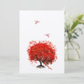 Invitation Mariage de colibri des feuilles de coeur rouge (Debout devant)