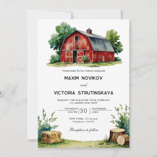 Invitation Mariage de collage floral rustique à l'aquarelle (Devant)