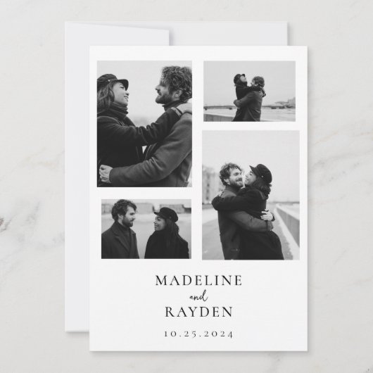 Invitation Mariage de collage photo élégant et de simplicité (Dos)