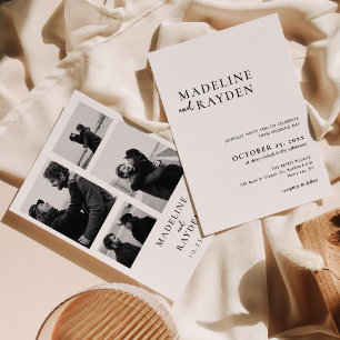 Invitation Mariage de collage photo élégant et de simplicité