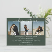 Invitation Mariage de collage photo vert foncé de script mini (Debout devant)