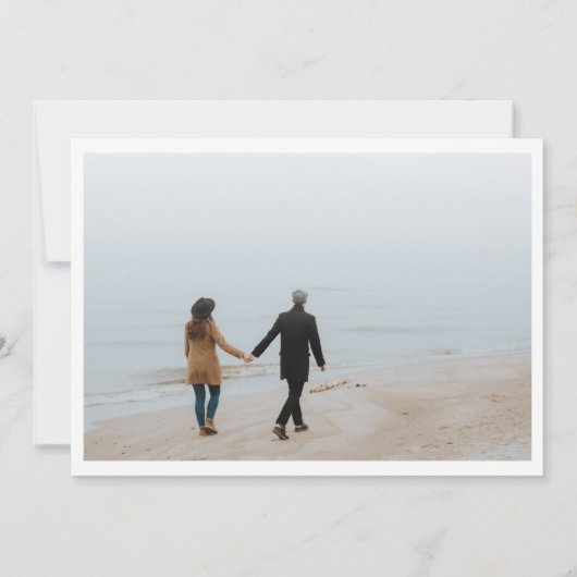 Invitation Mariage de collage photo vert foncé de script mini (Dos)