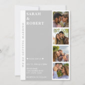 Invitation Mariage de collection de livres photo gris et blan (Devant)