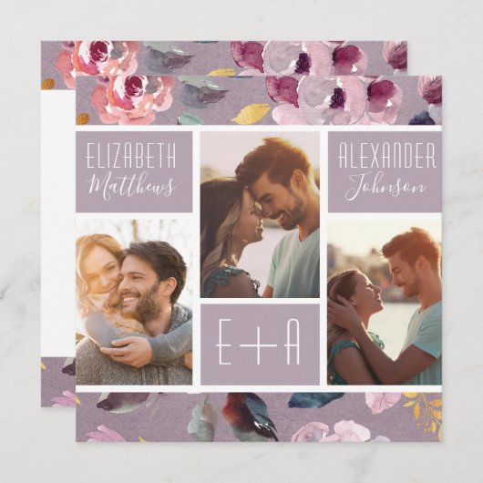 Invitation Mariage de collection de photos florales Lilac mod (Devant / Derrière)