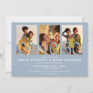 Invitation Mariage de collection photo Dusty Blue 3 moderne